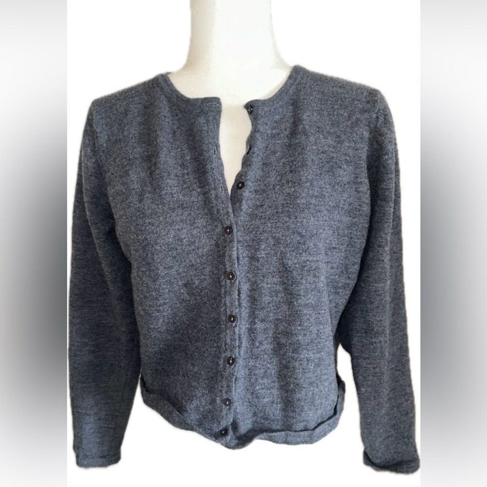 Chadwick’s Gray 100% Merino Wool Button Down Cardigan Sweater size smalll